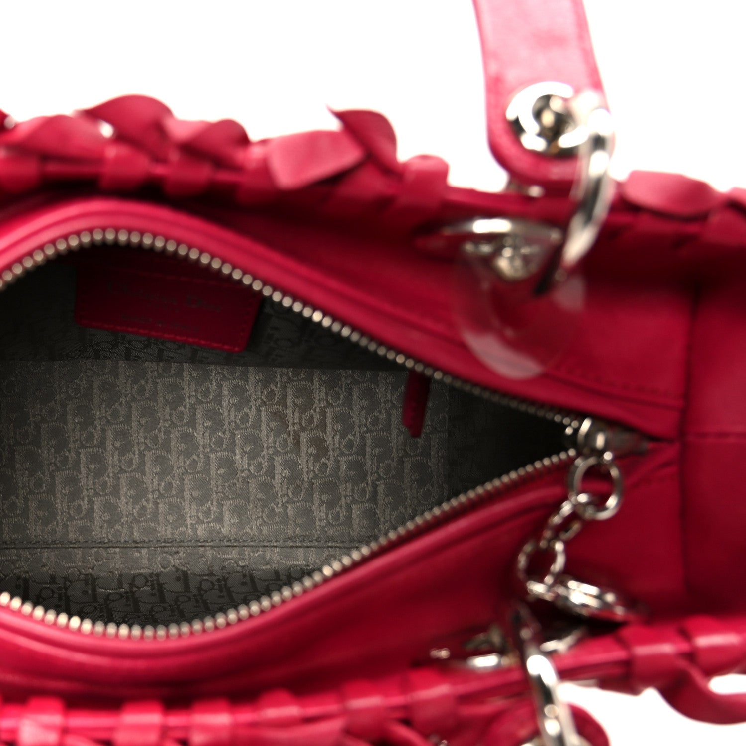 Christian Dior Lambskin Cannage Bow Medium Lady Dior Fuchsia 5 of 10