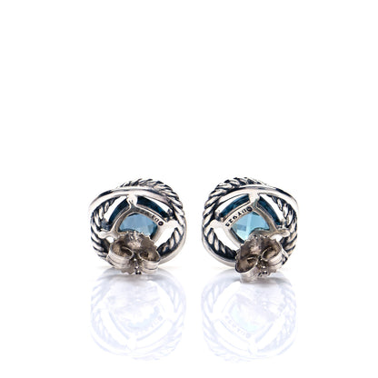 David Yurman Sterling Silver Hampton Blue Topaz 7mm Infinity Earrings 3 of 5
