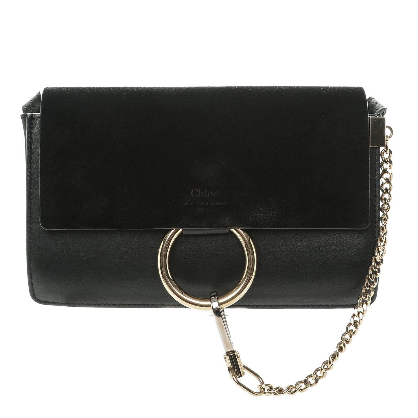 Suede Calfskin Small Faye Shoulder Bag Black