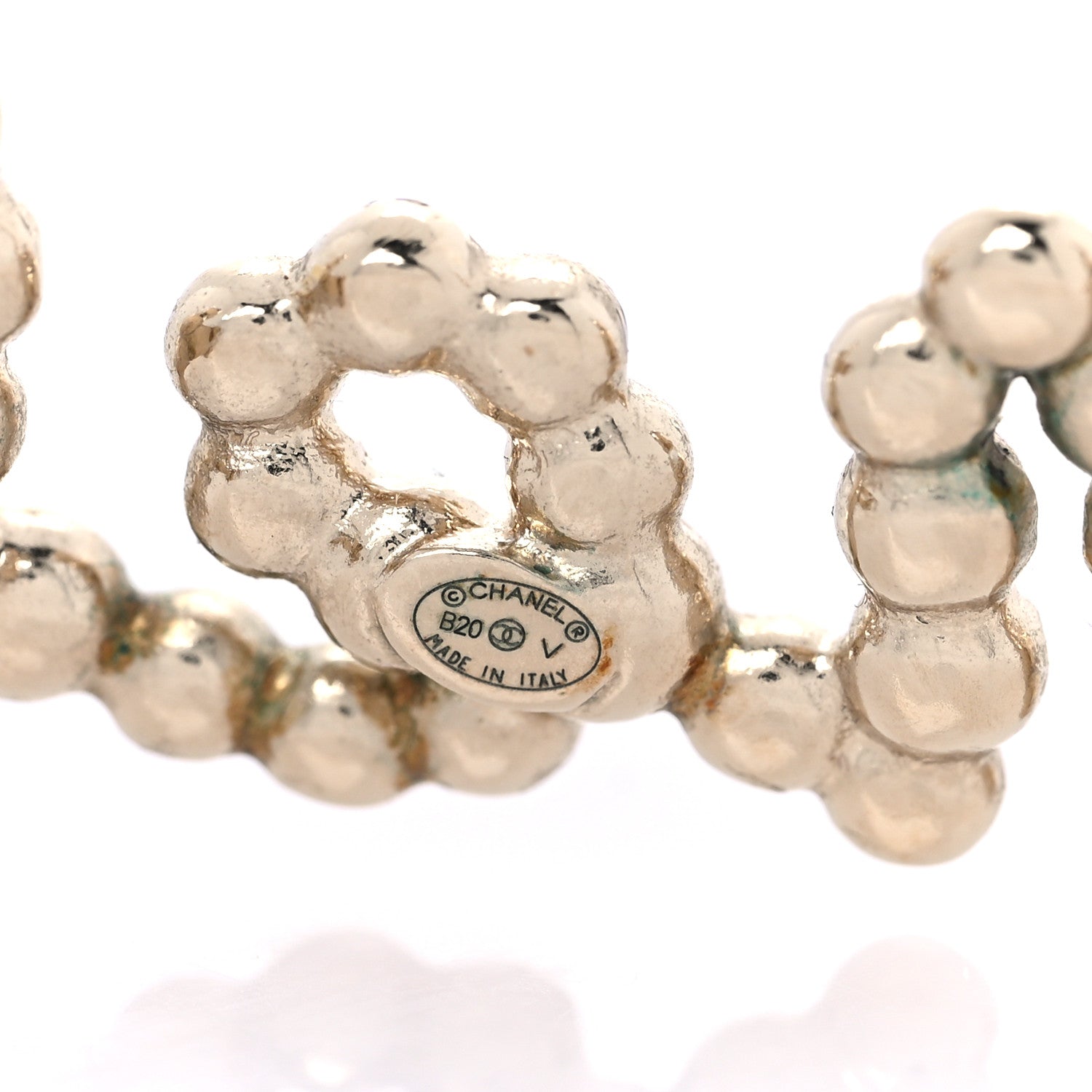 Chanel Metal Glass Swirling Pearls Hair Clip Gold 3 of 4