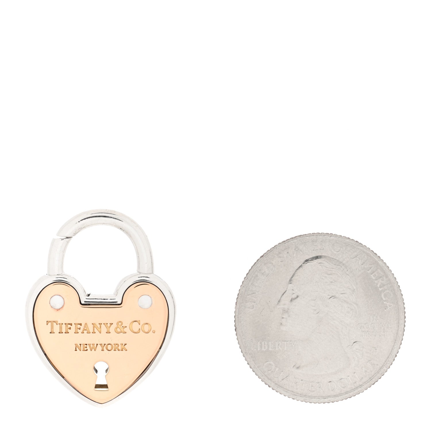 Tiffany 18K Rose Gold Sterling Silver Lock Heart Charm 2 of 4