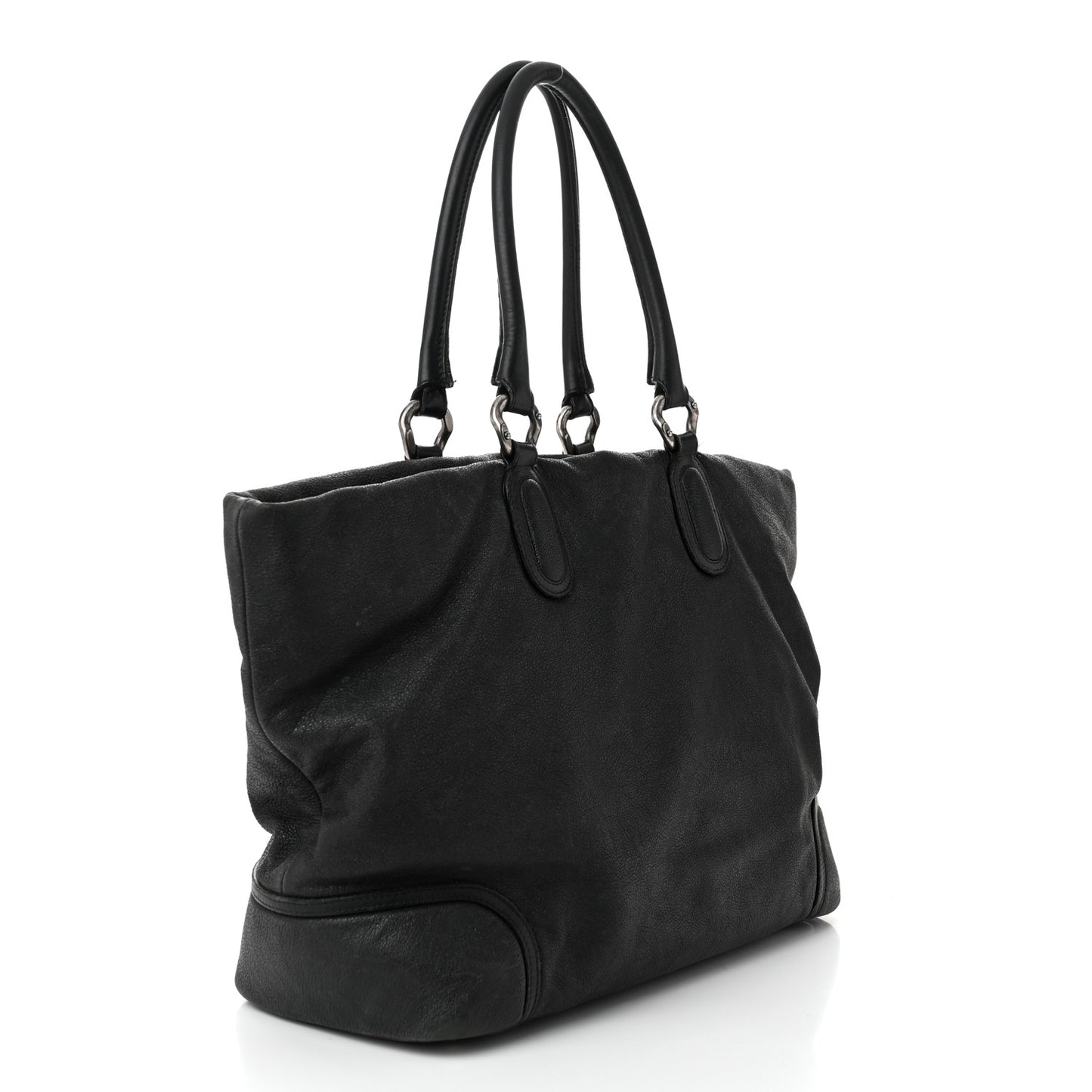 Washed Calfskin Tote Black