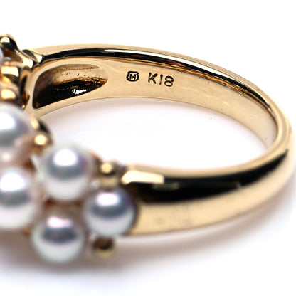 Mikimoto 18K Yellow Gold Akoya Pearl 3-4mm Cluster Ring 50 5.25 5 of 5