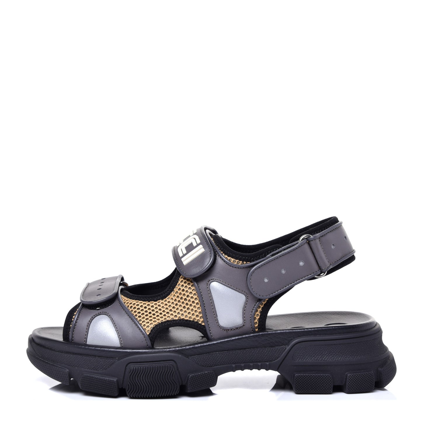 X SEGA Nappa Mesh Mens Aguru Sandals 8 Loess Black