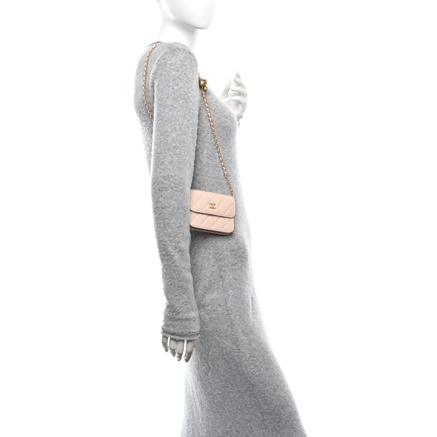 Chanel Lambskin Quilted Pearl Crush Clutch With Chain Light Pink 2 of 11
