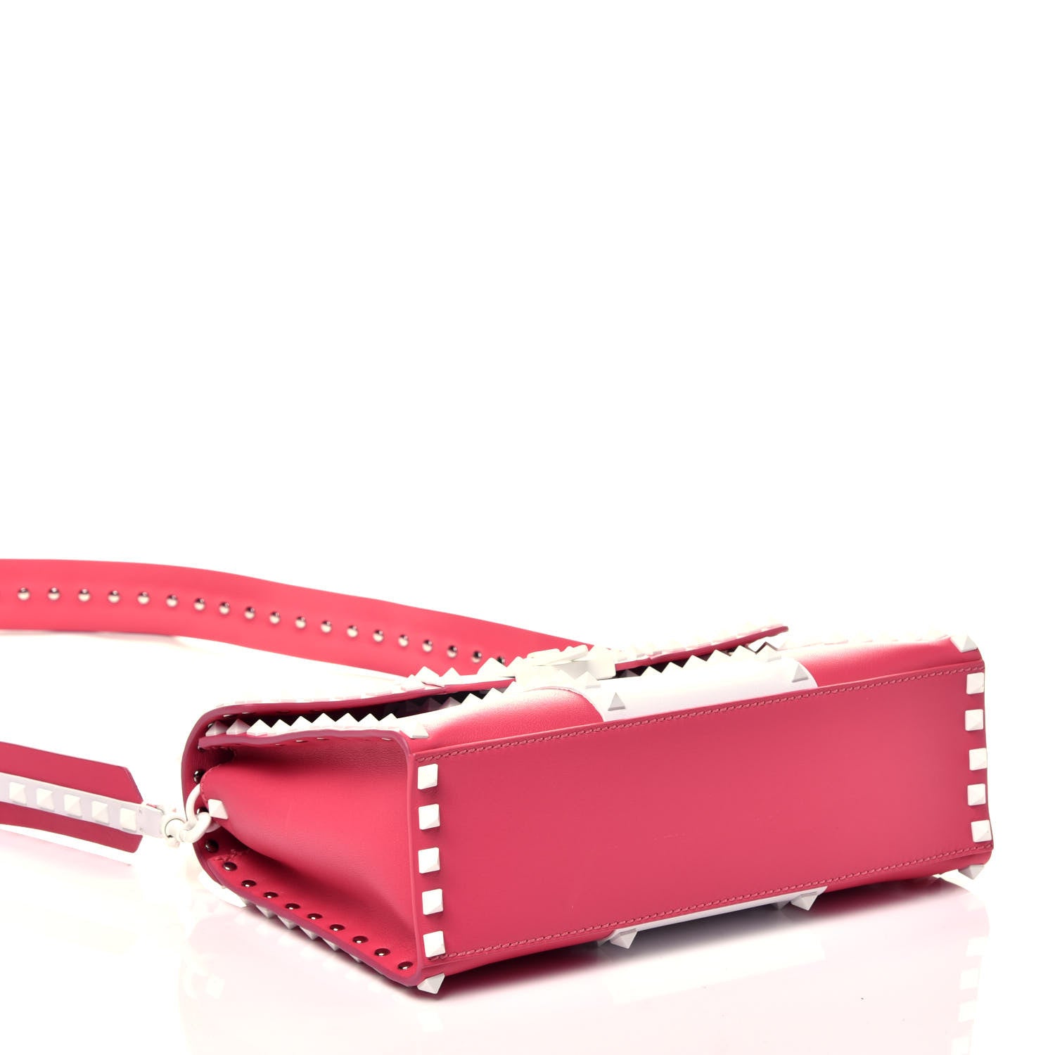 Valentino Garavani Vitello Colorblock Small Free Rockstud Single Handle Flap Bag Shadow Pink Optic White 5 of 10