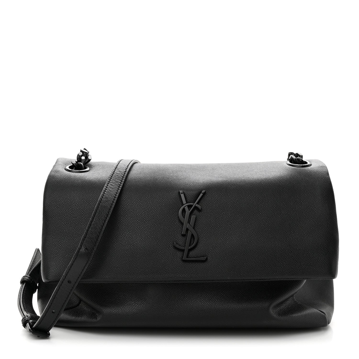 Saint Laurent Grain De Poudre Medium West Hollywood Monogram Fold-Over Black 1 of 11