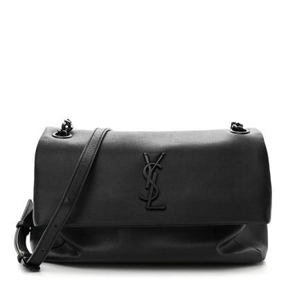 Saint Laurent Grain De Poudre Medium West Hollywood Monogram Fold-Over Black 1 of 11