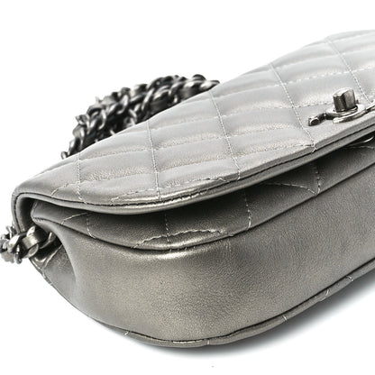 Chanel Metallic Calfskin Quilted Flap Clutch With Chain Ruthenium 11 of 12