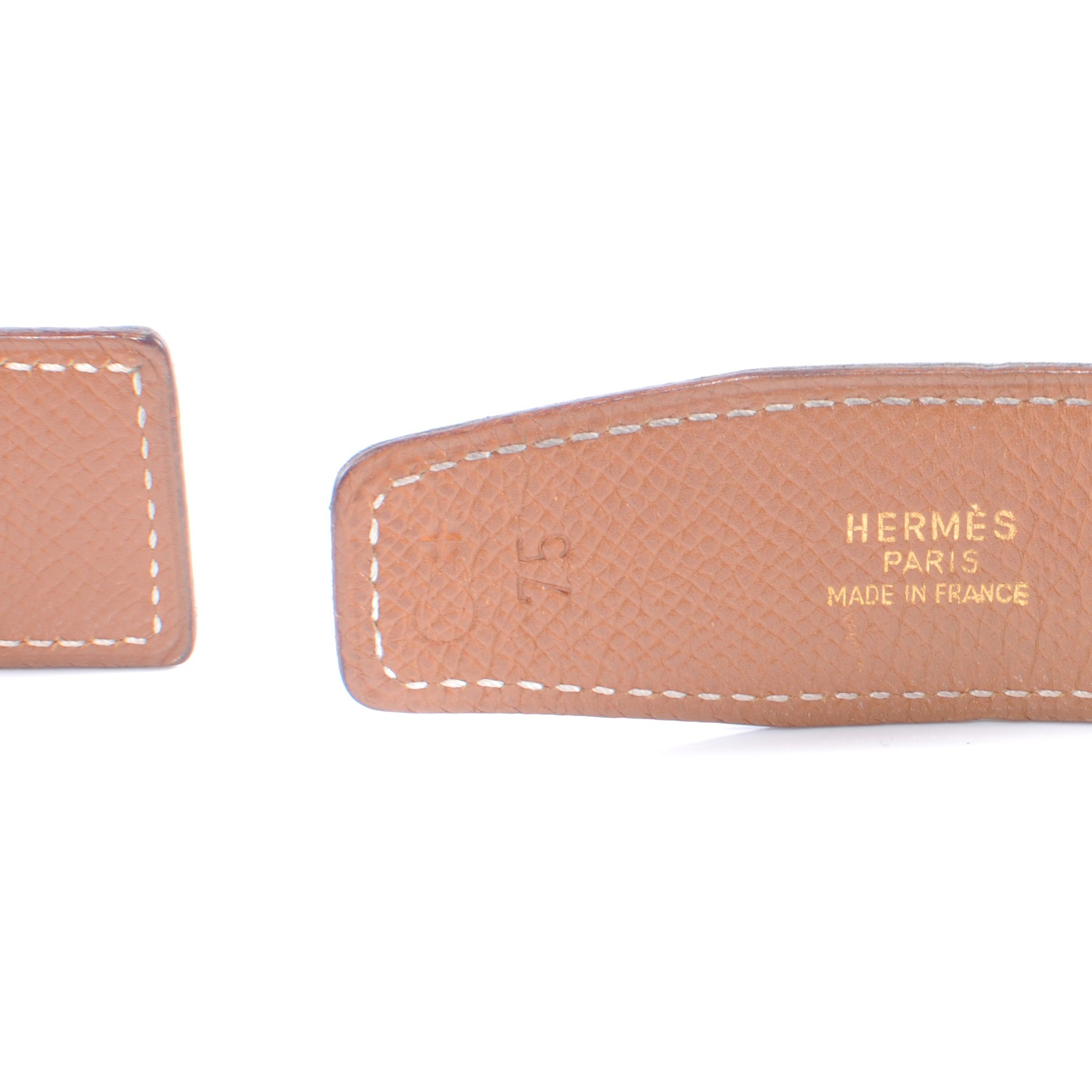Hermes Box Courchevel Reversible Belt Strap Noir and Gold 75 3 of 4