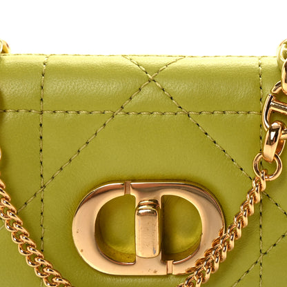 Christian Dior Lambskin Cannage Mini Caro Pouch on Chain Lime 8 of 11