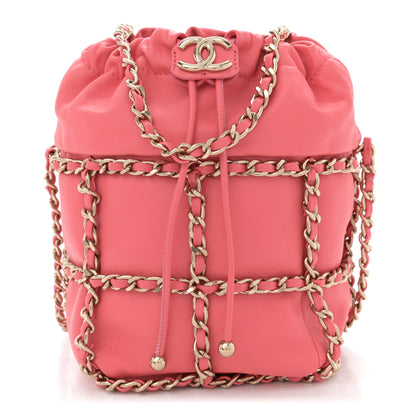 Chanel Lambskin Bucket Chain Drawstring Bag Pink 1 of 10