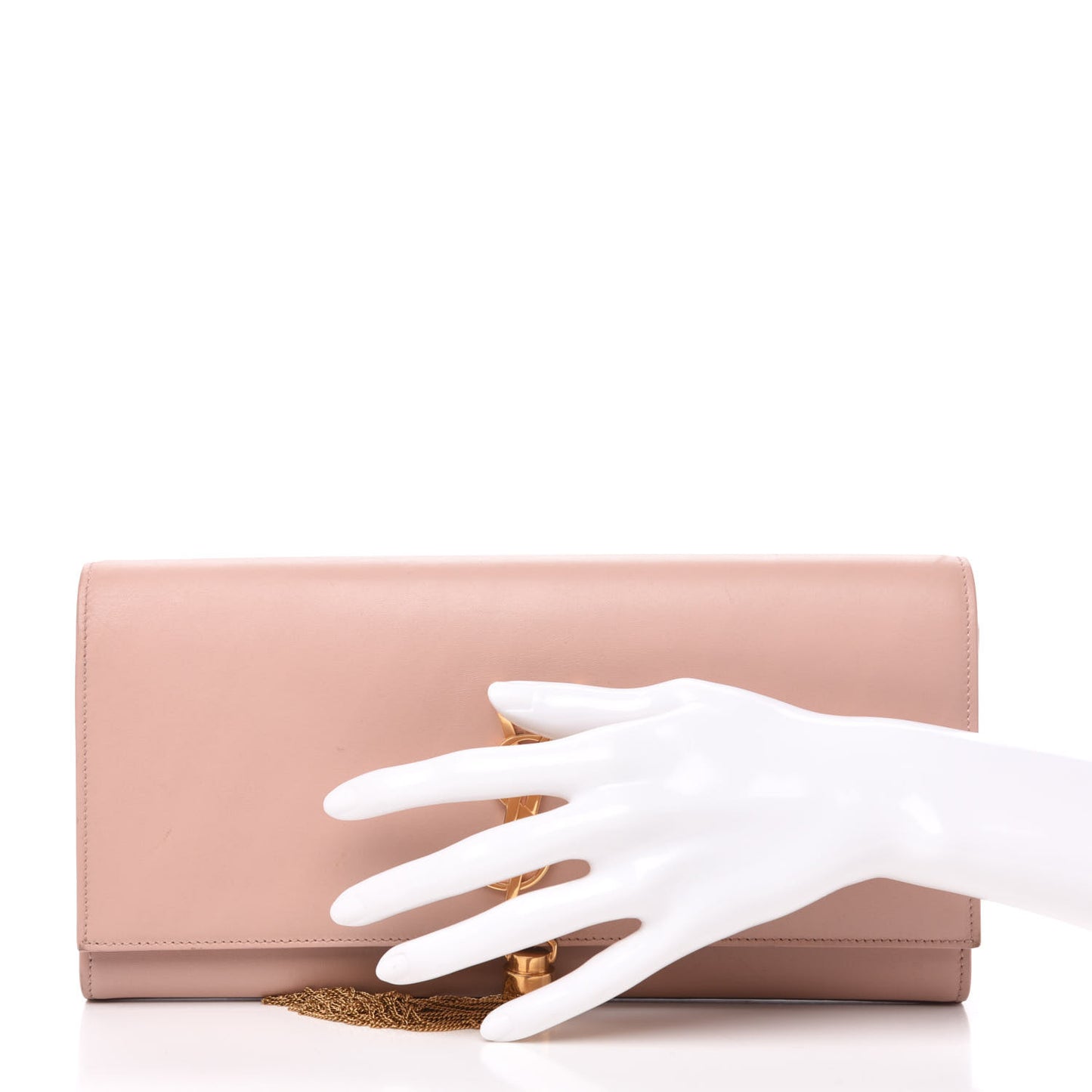 Calfskin Classic Monogram Tassel Clutch Pale Blush