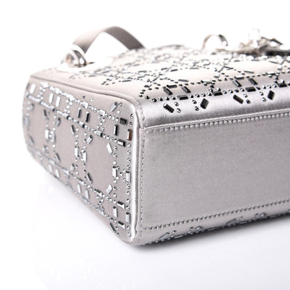 Christian Dior Satin Crystal Cannage Mini Lady Dior Gray 5 of 9