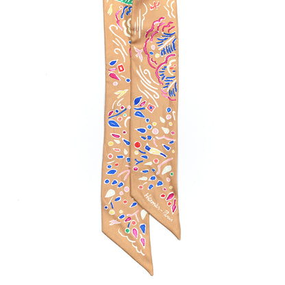 Hermes Silk Isola Di Primavera Twilly Camel Bleu Vif Fuchsia 2 of 4