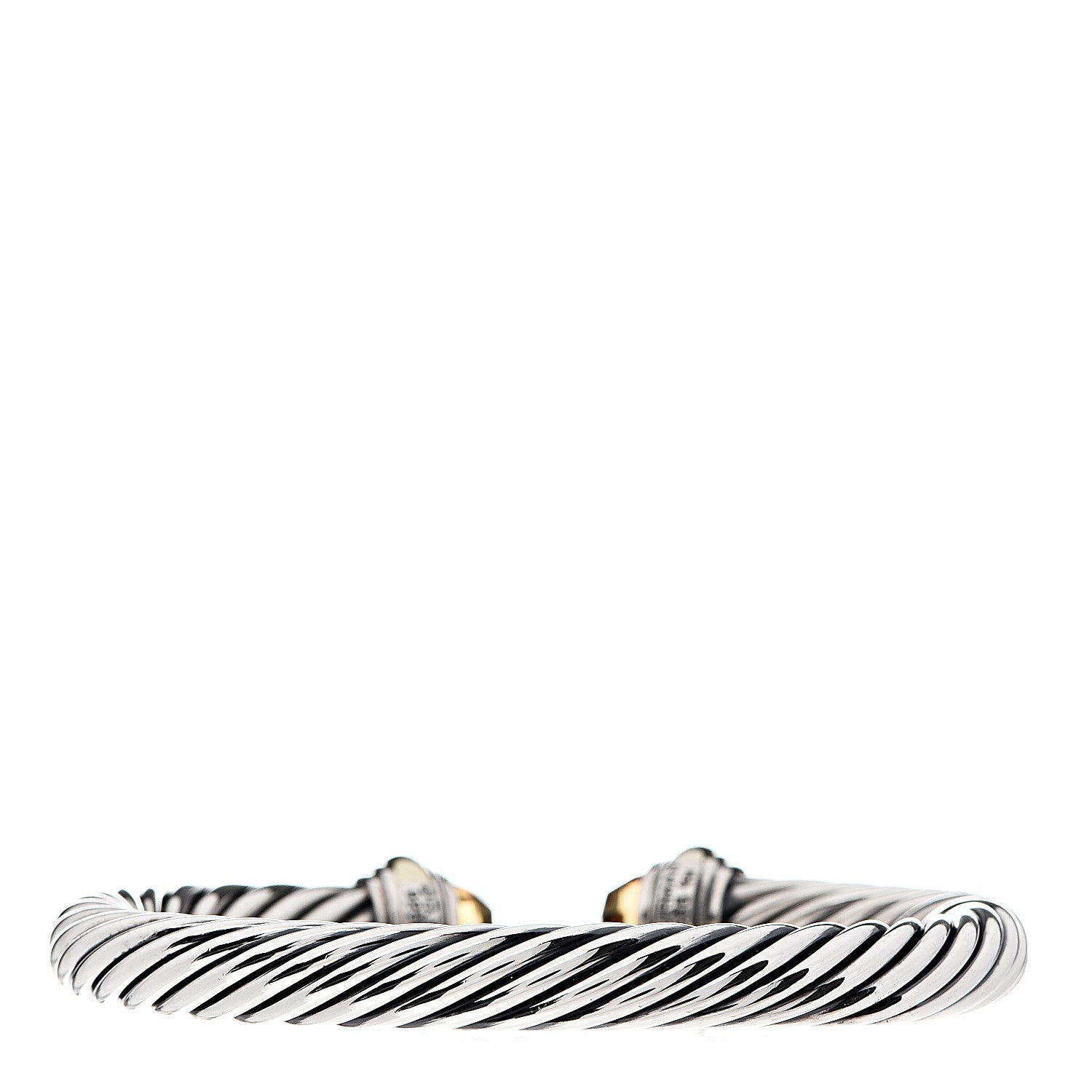 David Yurman Sterling Silver 14K Yellow Gold Citrine 7mm Cable Classics Bracelet 2 of 3