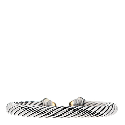 David Yurman Sterling Silver 14K Yellow Gold Citrine 7mm Cable Classics Bracelet 2 of 3