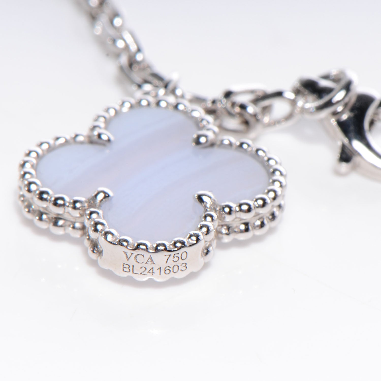 Van Cleef & Arpels 18K White Gold Chalcedony Mother of Pearl 5 Motifs Magic Alhambra Bracelet 5 of 6