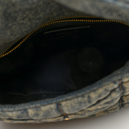 Saint Laurent Denim Quilted Toy Loulou Puffer Monogram Chain Satchel Blue Cinnamon 5 of 9