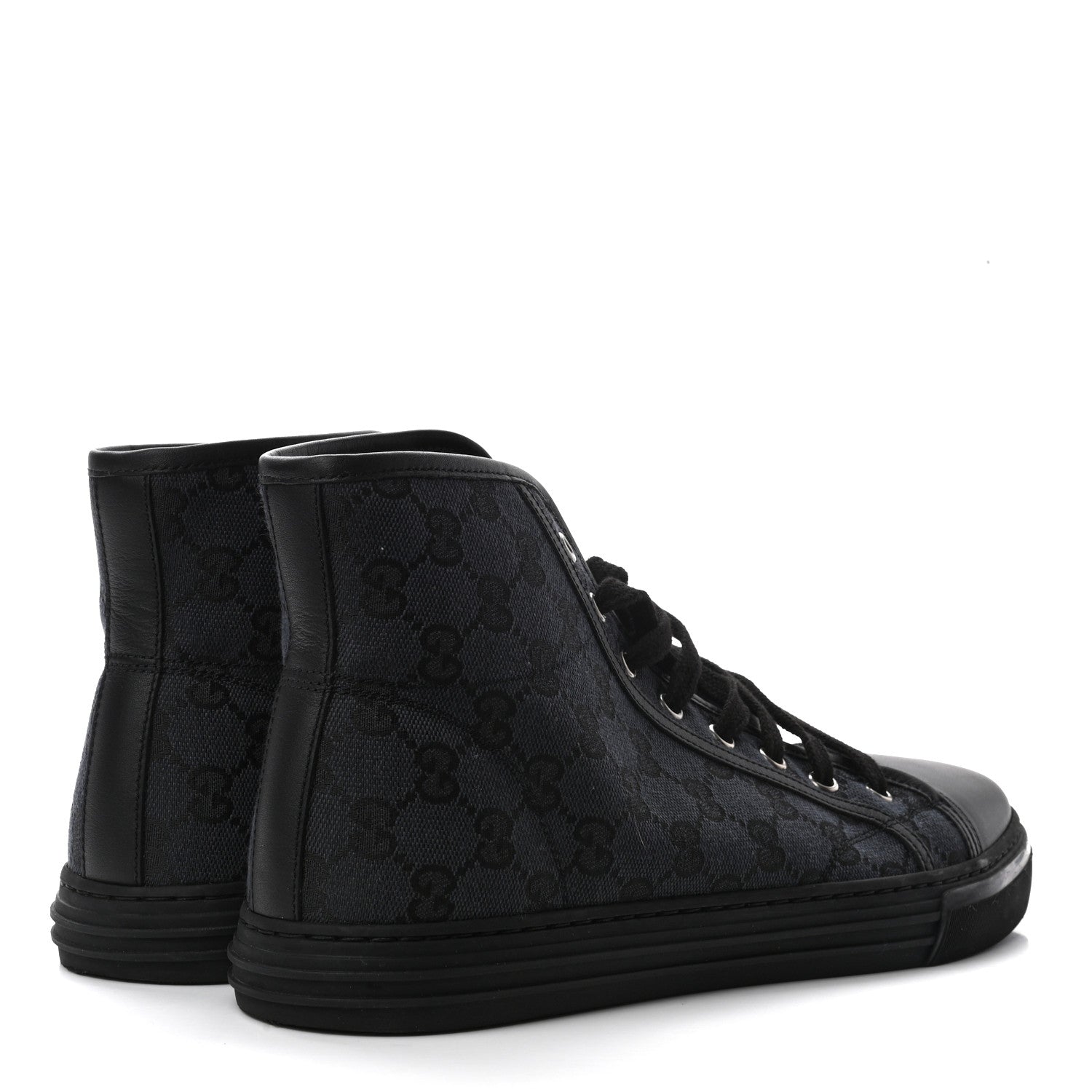 Gucci Monogram Mens High Top Sneakers 9.5 Black 4 of 8
