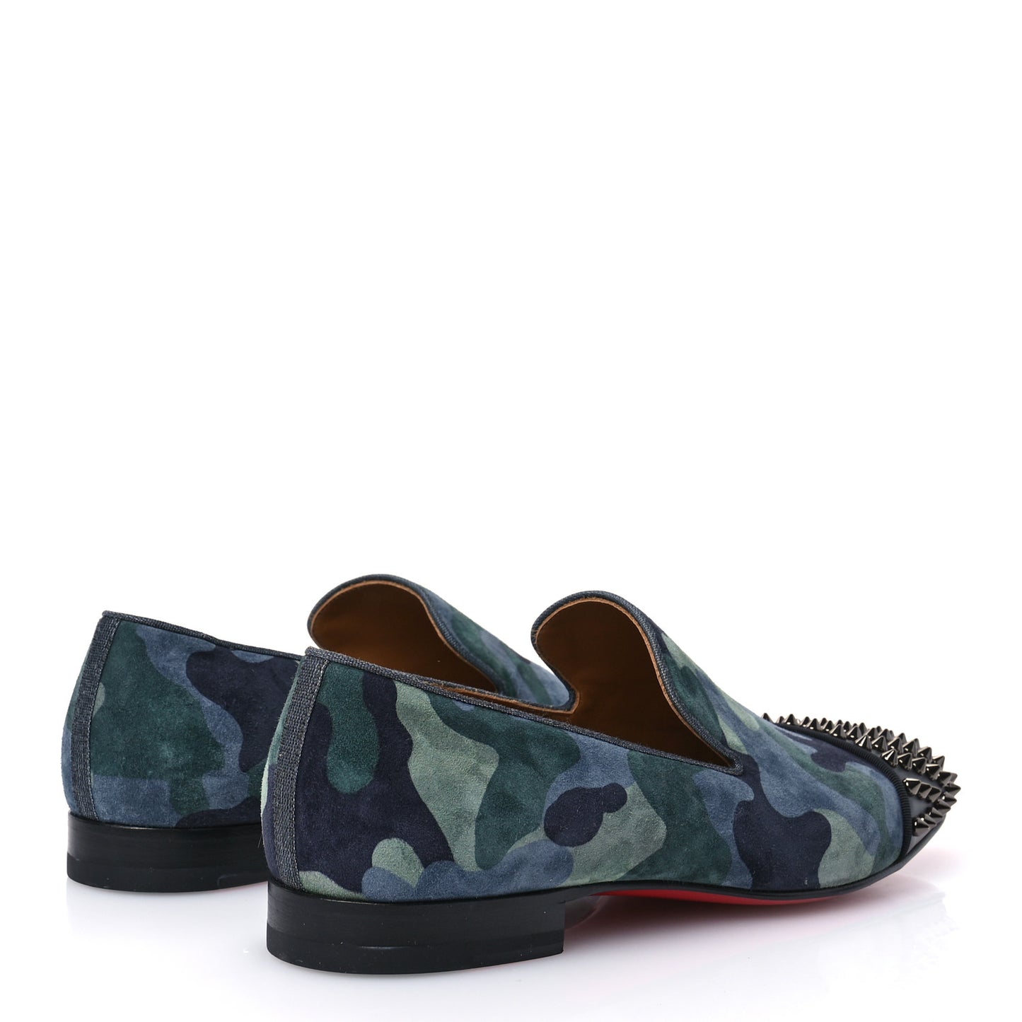 Suede Mens Spooky Spiked Flat Loafers 44 Green Blue