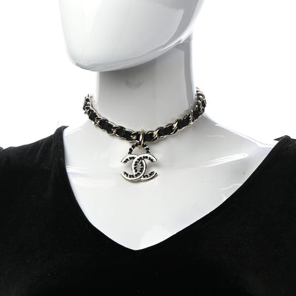 Chanel Metal Lambskin Chain CC Choker Necklace Black Gold 2 of 7