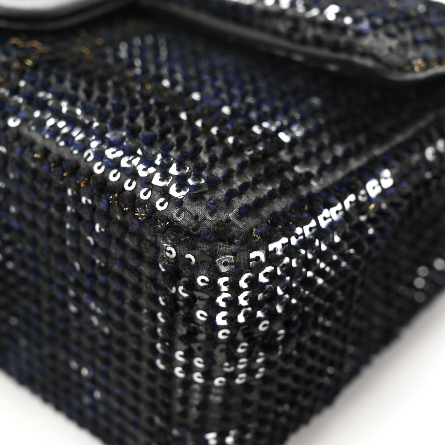 Chanel Sequin Mini Rectangular Single Flap Black Silver 11 of 11