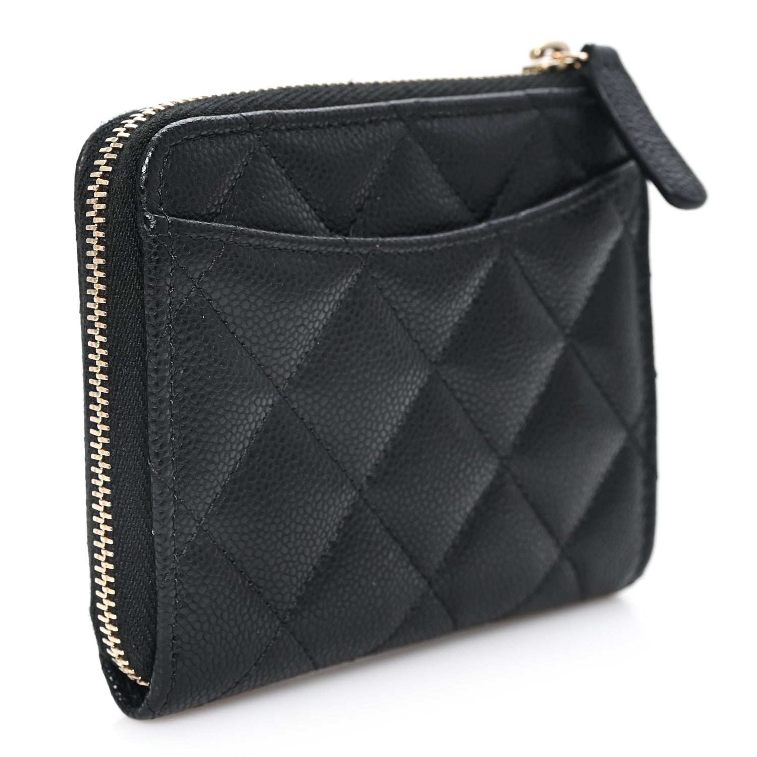 Chanel Caviar Quilted CC Zip Around Card Holder Wallet Black 3 of 7