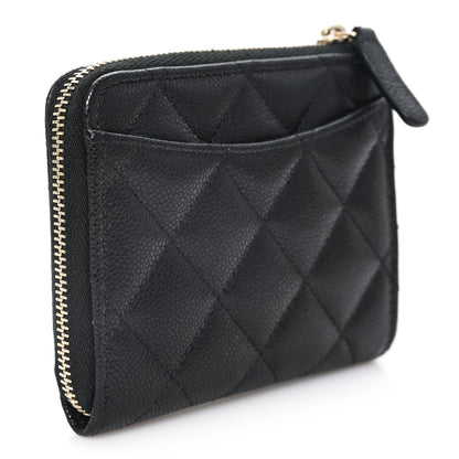 Chanel Caviar Quilted CC Zip Around Card Holder Wallet Black 3 of 7