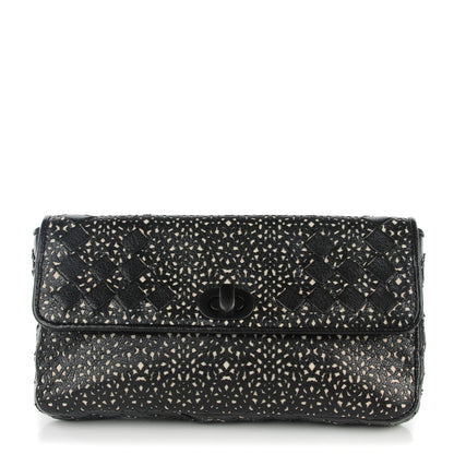 Bottega Veneta Goatskin Laser Cut Pouch Black 1 of 8