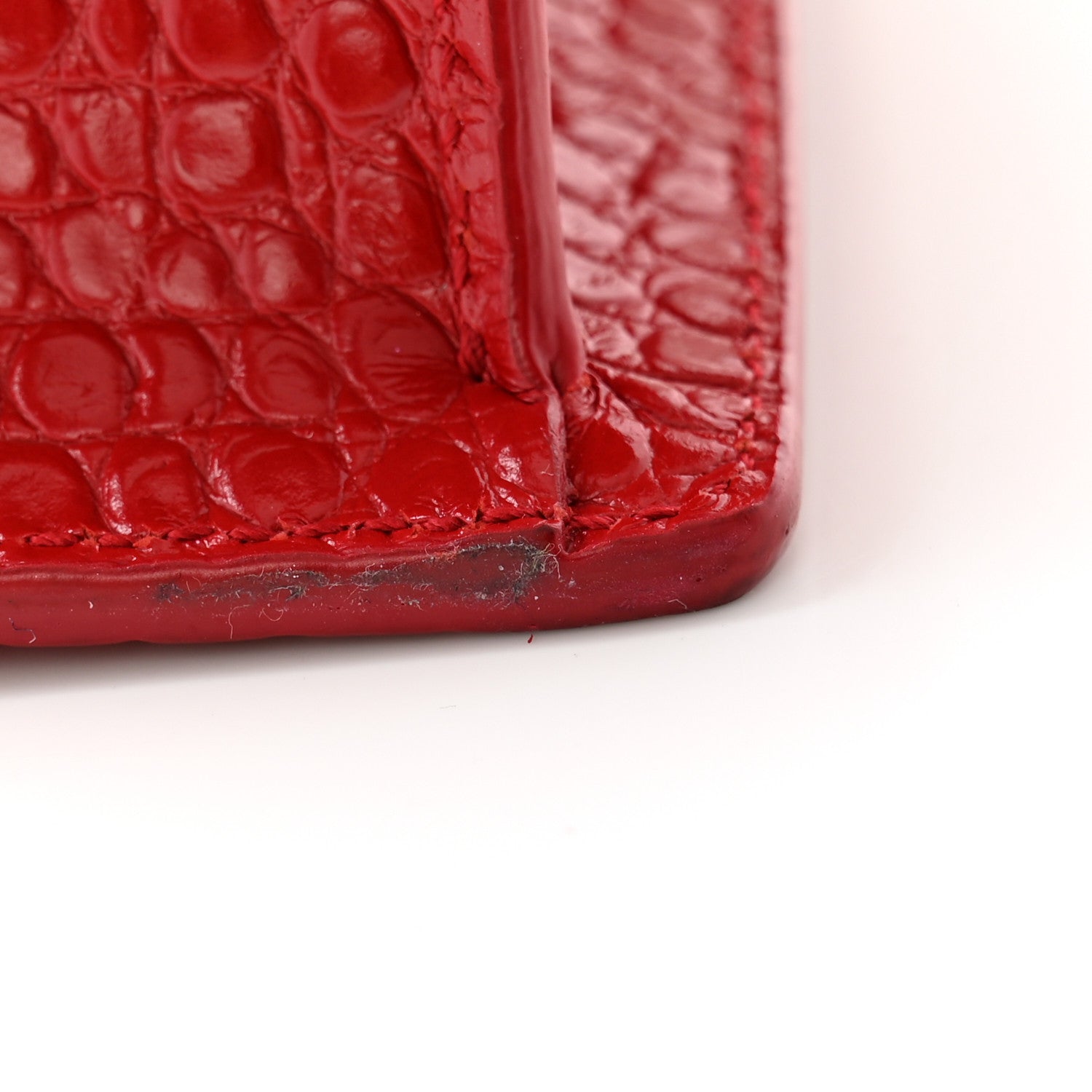 Saint Laurent Calfskin Crocodile Embossed Medium Monogram Sunset Rouge Eros 11 of 11