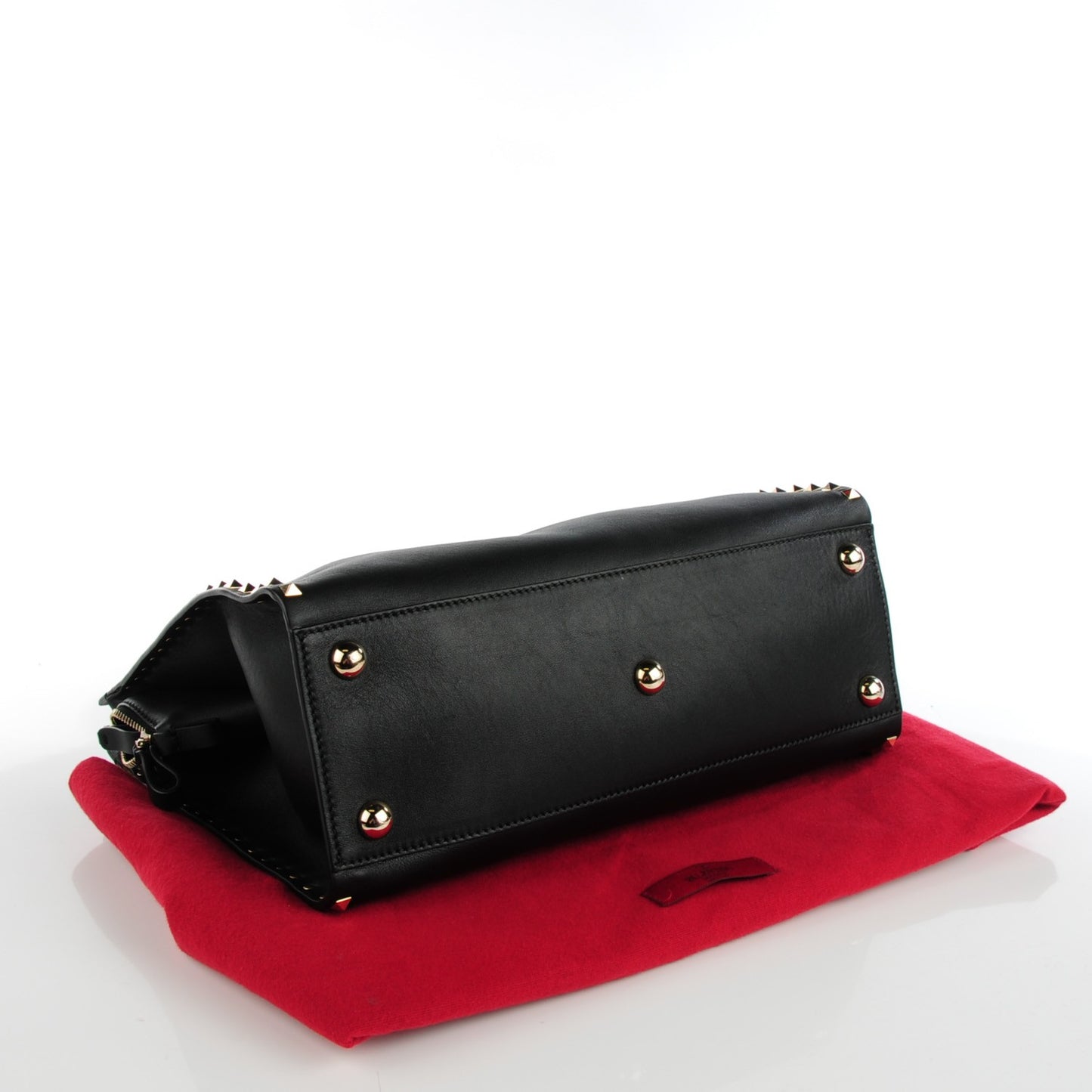 Vitello Rockstud Dome Shopper Black
