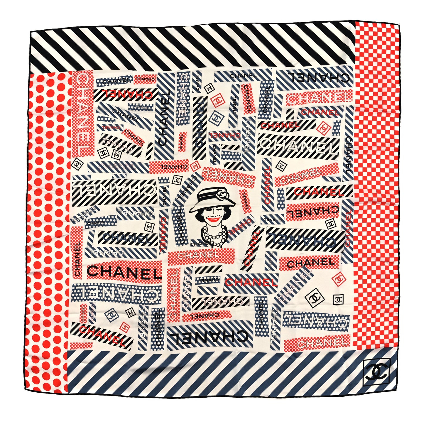 Silk Coco CC Scarf Red White Black