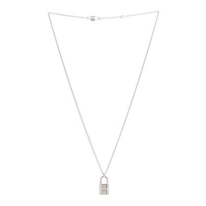 Hermes 18K White Gold Diamond Amulettes Cadenas Pendant Necklace 3 of 5