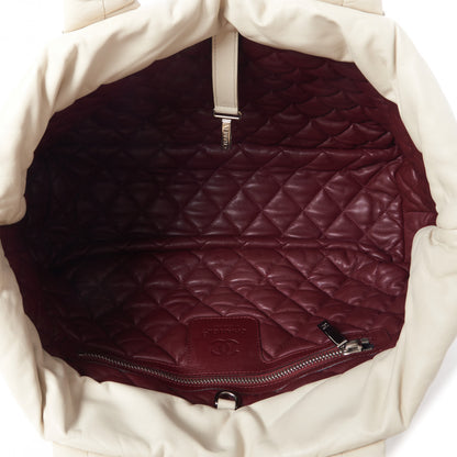 Chanel Lambskin Quilted Large Coco Cocoon Tote White Burgundy 6 of 10