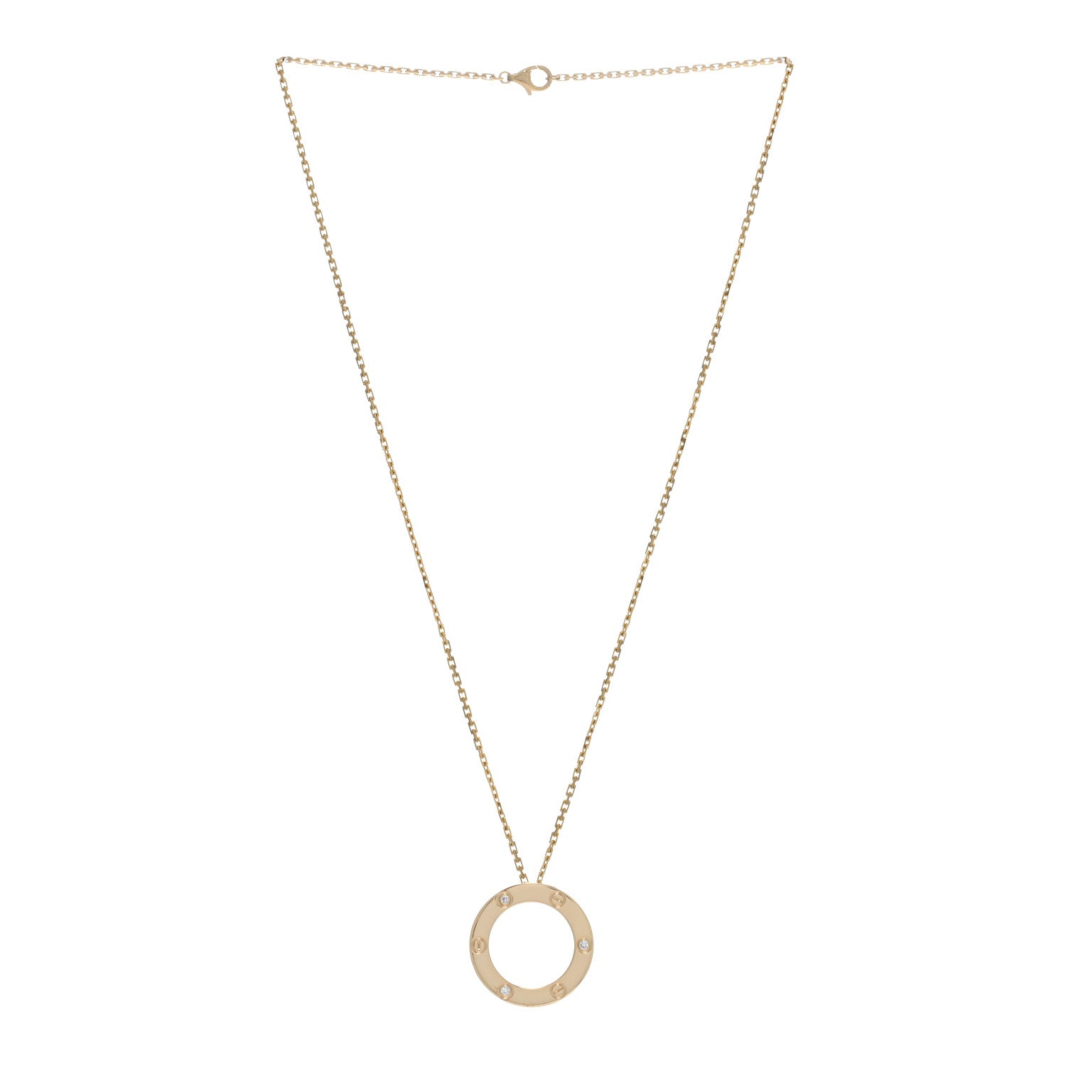 Cartier 18K Yellow Gold 3 Diamonds LOVE Pendant Necklace 3 of 5