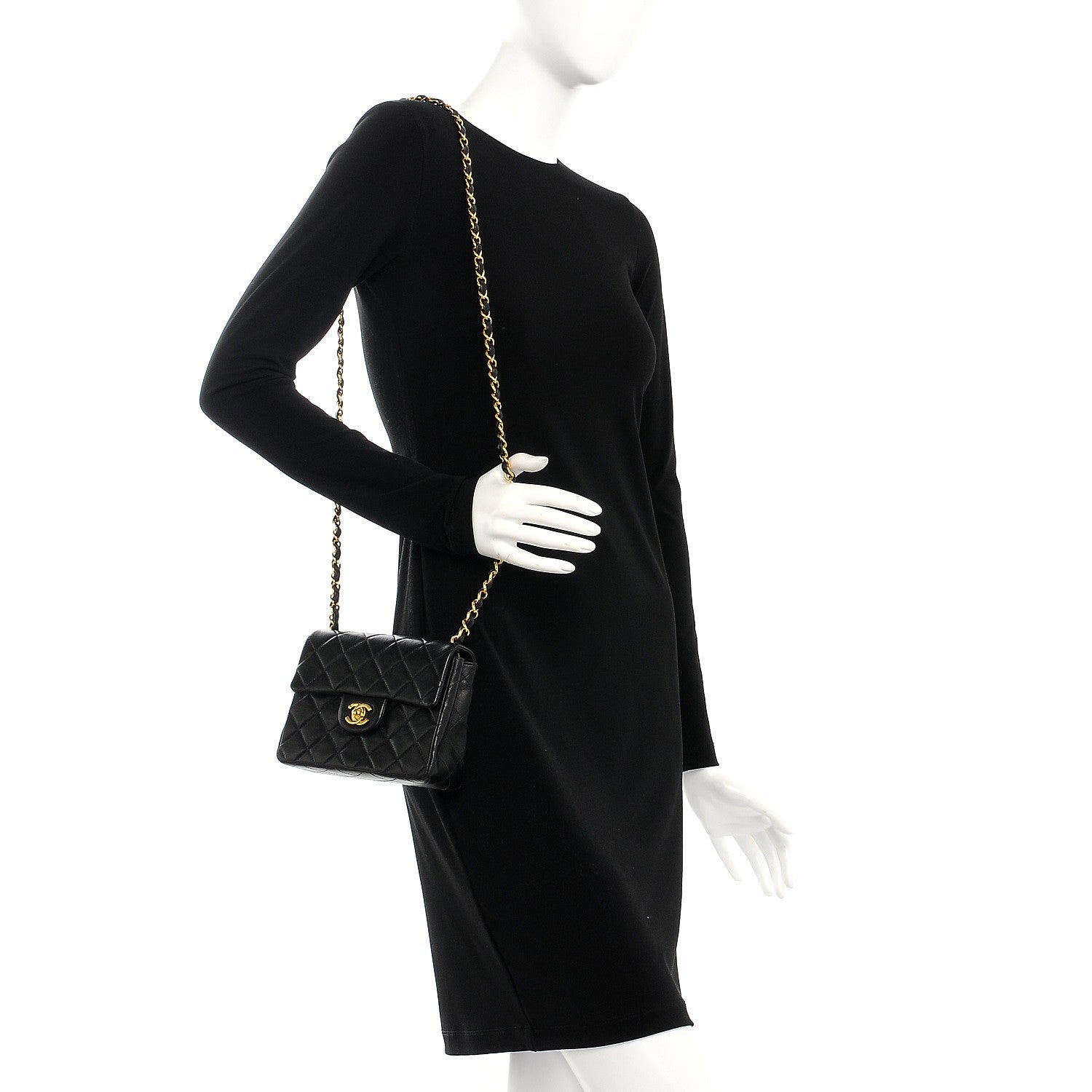 Chanel Lambskin Quilted Mini Square Flap Black 2 of 7