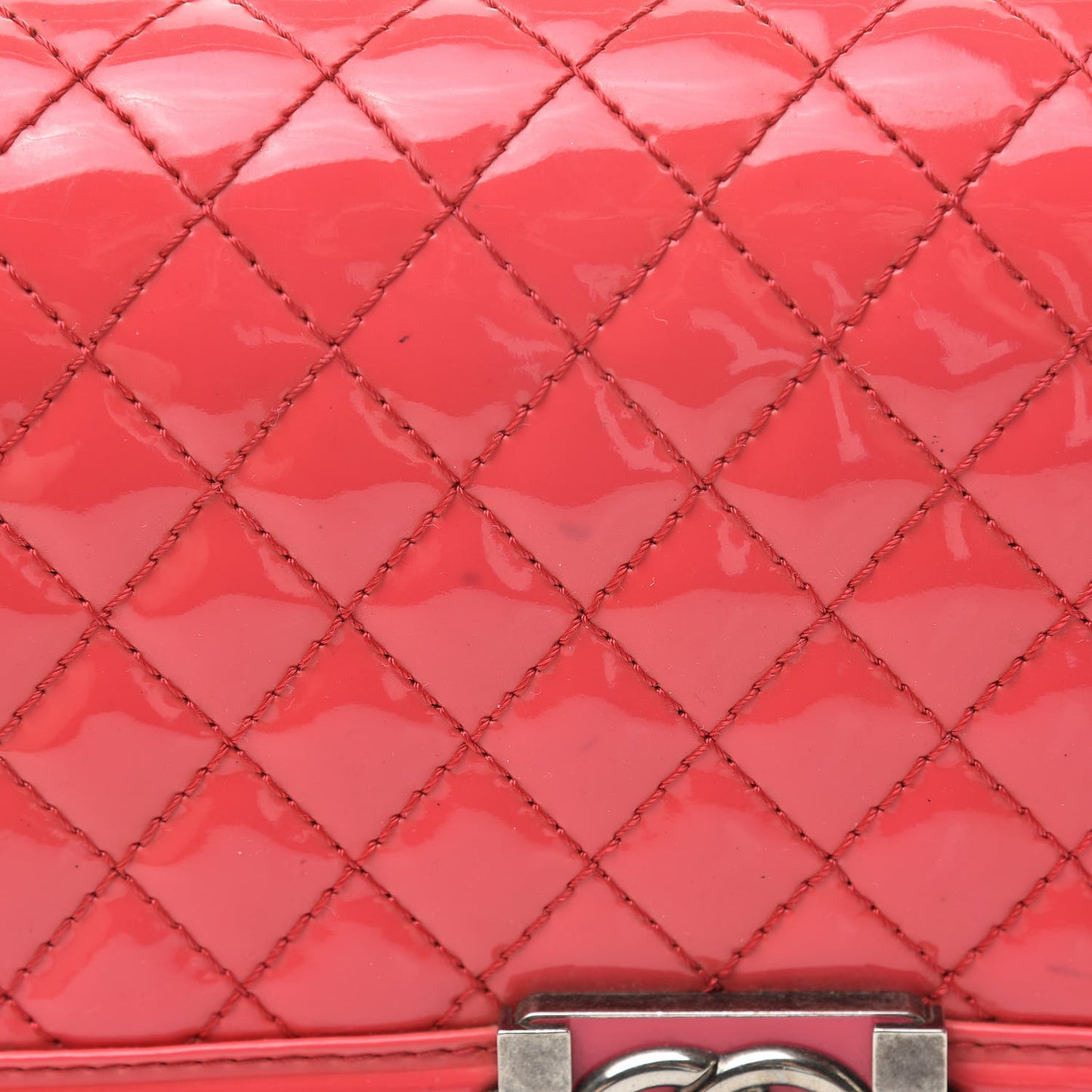Patent Calfskin Enamel Quilted Medium Boy Flap Dark Pink