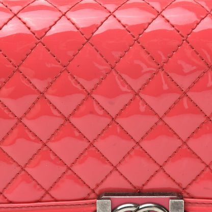 Chanel Patent Calfskin Enamel Quilted Medium Boy Flap Dark Pink 15 of 16
