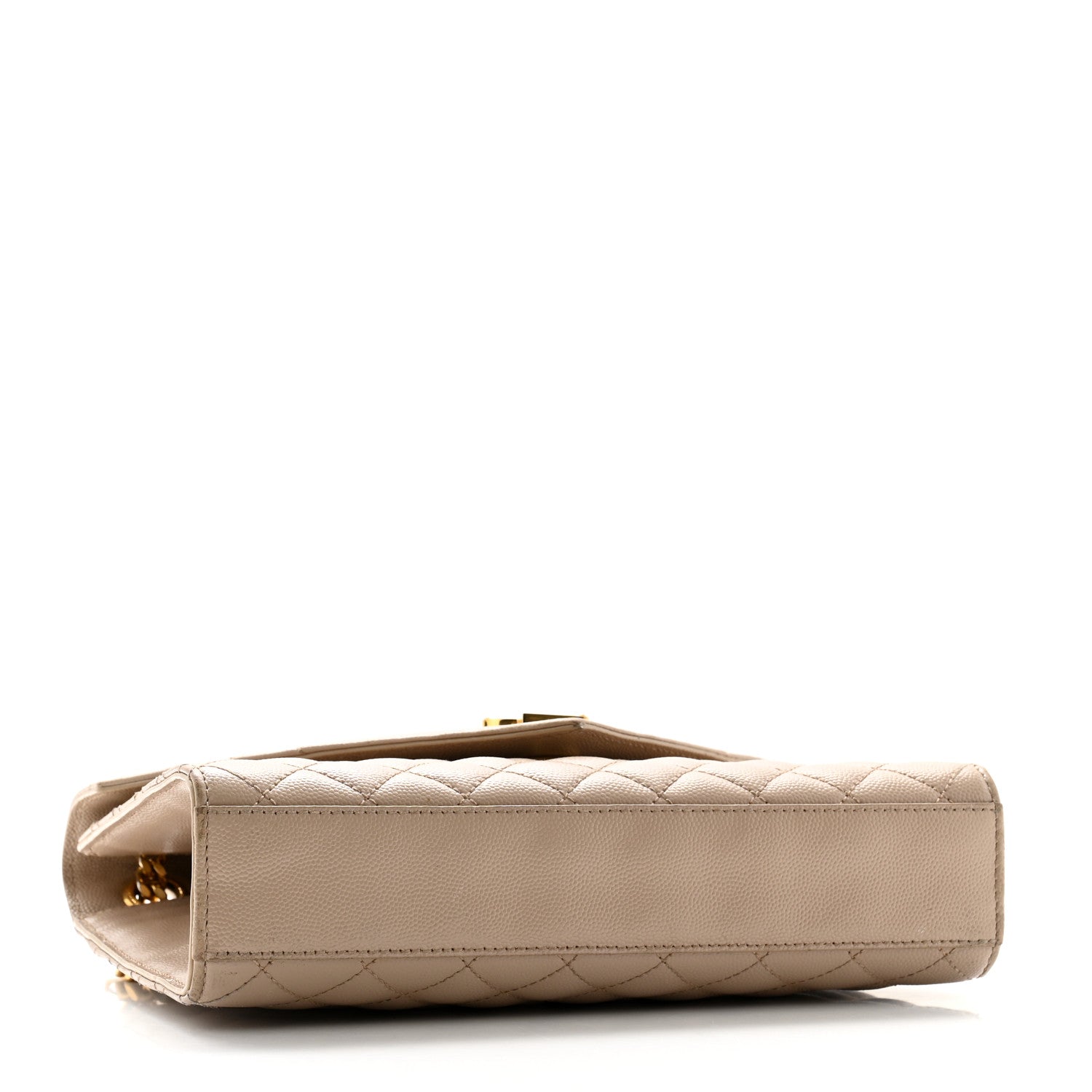 Saint Laurent Grain De Poudre Textured Mixed Matelasse Medium Triquilt Monogram Satchel Dark Beige 4 of 15