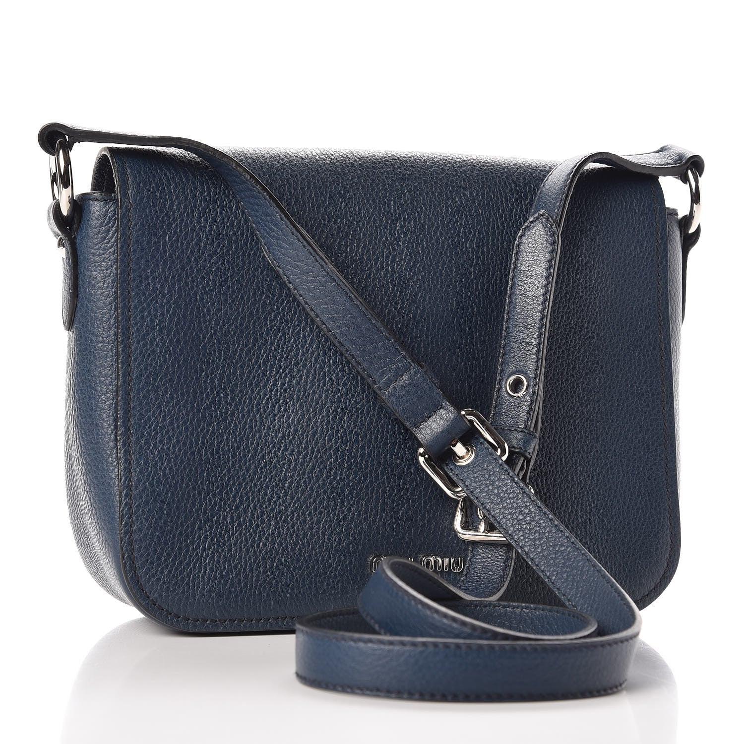 Miu Miu Vitello Phenix Madras Shoulder Bag Oltremare 3 of 13