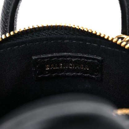 Balenciaga Grained Calfskin Logo Mini Ville Top Handle Bag Black White 6 of 11