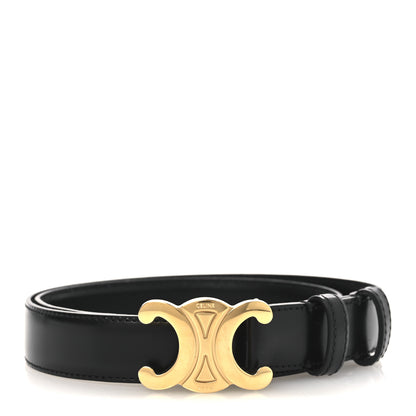 Celine Box Calfskin Medium 25mm Triomphe Belt 75 30 Black 1 of 8