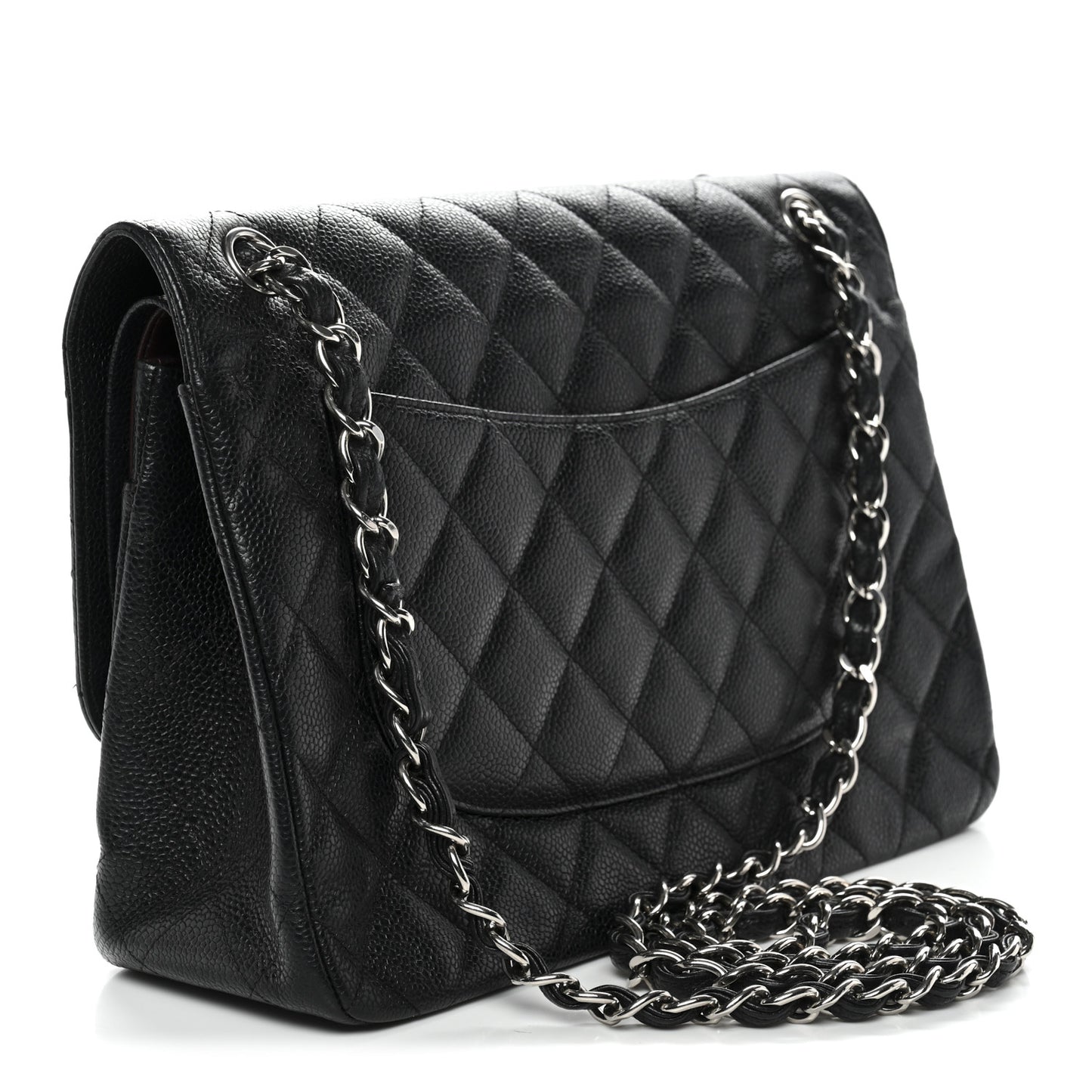 Caviar Quilted Jumbo Double Flap Black