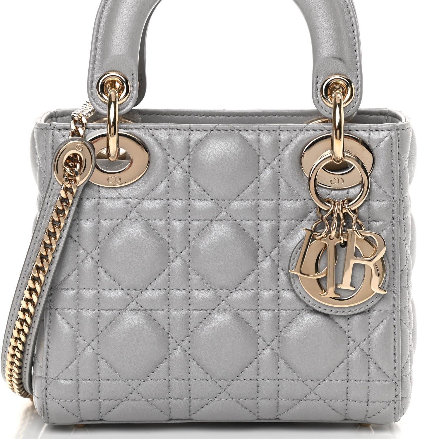 Christian Dior Lambskin Cannage Mini Lady Dior Grey 8 of 17