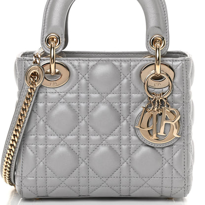Christian Dior Lambskin Cannage Mini Lady Dior Grey 8 of 17