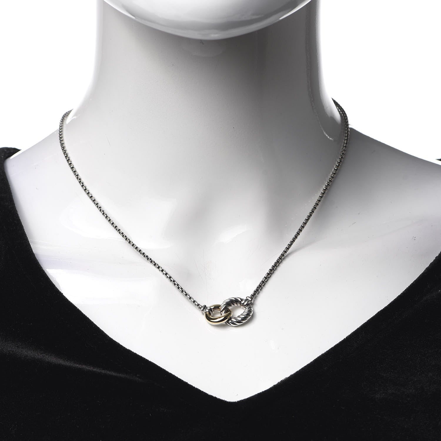 David Yurman Sterling Silver 18K Yellow Gold Belmont Pendant Necklace 2 of 6