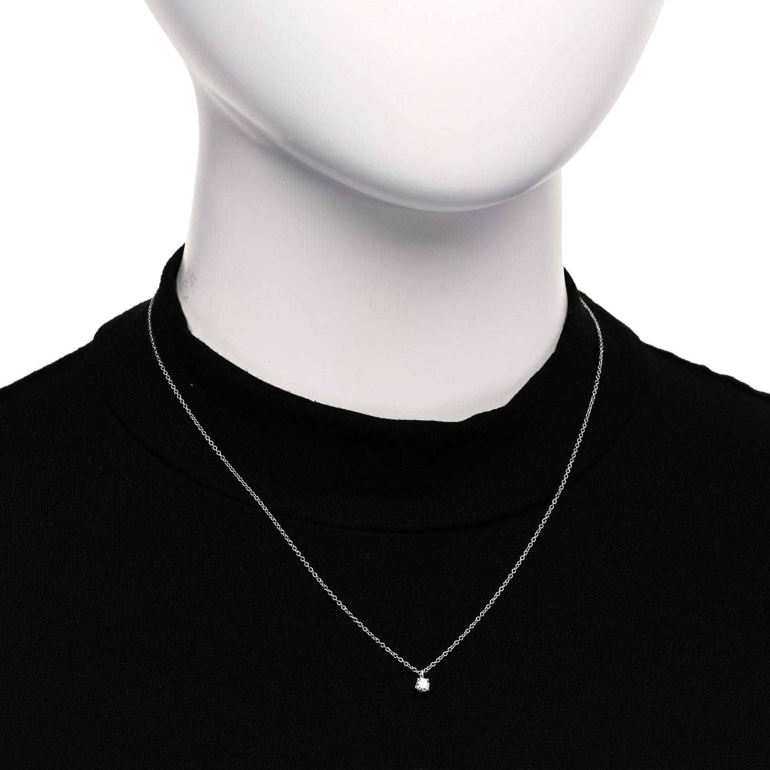 Tiffany Platinum Diamond .12ct Solitaire Pendant Necklace 2 of 6