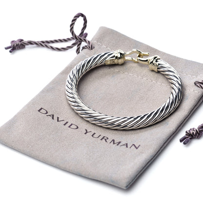 David Yurman Sterling Silver 14K Yellow Gold 7mm Cable Classic Buckle Bracelet 7 of 7
