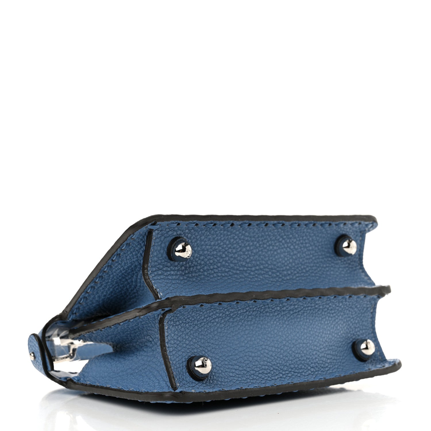 Fendi Cuoio Romano Selleria Macro Stitchings Petite Peekaboo I SEE U Iconic Satchel Placca Argento 4 of 13